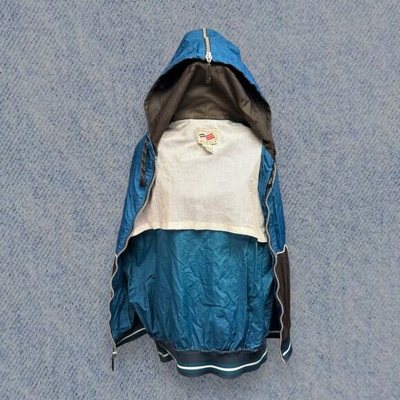 Vintage Perry Ellis America Men’s Blue Hooded Windbreaker Jacket - Size L - Picture 3 of 5